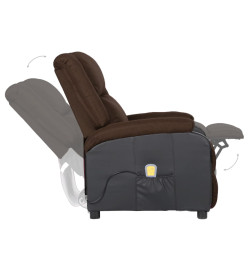 Fauteuil de massage marron foncé similicuir et tissu