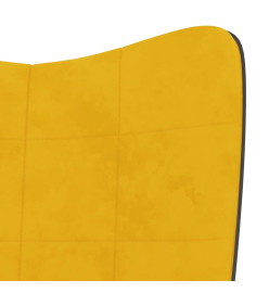 Chaise de détente et repose-pied Jaune moutarde Velours et PVC