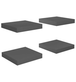 Étagère murale flottante 4 pcs Gris brillant 23x23,5x3,8 cm MDF