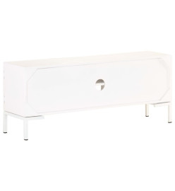 Meuble TV Blanc 115x30x46 cm Bois massif de manguier