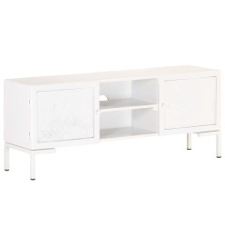 Meuble TV Blanc 115x30x46 cm Bois massif de manguier