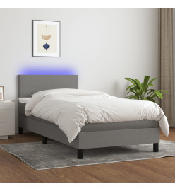 Sommier tapissier avec matelas et LED Gris foncé 80x200cm Tissu