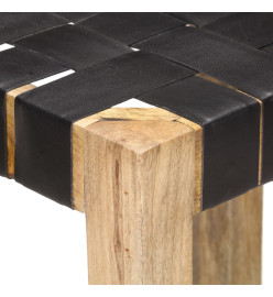 Tabourets de bar lot de 2 noir cuir véritable 75 cm