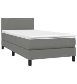 Sommier tapissier avec matelas et LED Gris foncé 80x200cm Tissu