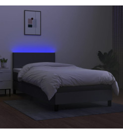 Sommier tapissier avec matelas et LED Gris foncé 80x200cm Tissu