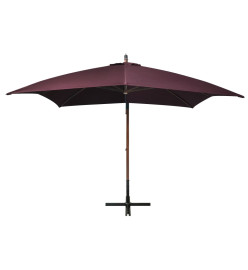 Parasol suspendu avec mât Rouge bordeaux 3x3 m Bois de sapin