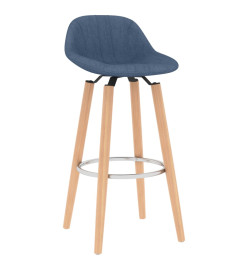 Tabourets de bar lot de 2 bleu tissu