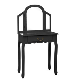 Coiffeuse et tabouret Noir 65x36x128 cm Bois de paulownia MDF