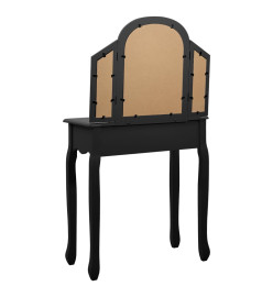 Coiffeuse et tabouret Noir 65x36x128 cm Bois de paulownia MDF