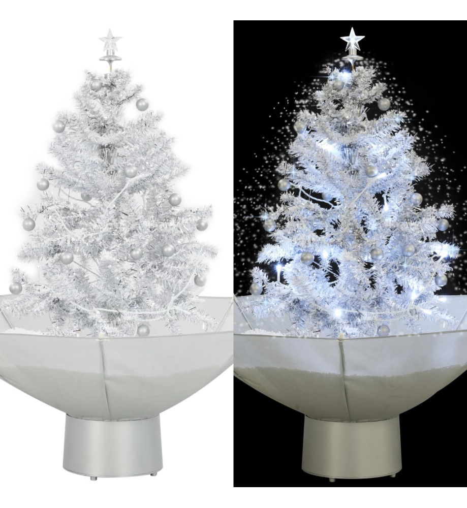 Arbre de Noël neigeux avec base de parapluie Blanc 75 cm