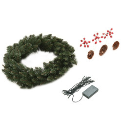 Couronnes de Noël avec décoration 2 pcs Vert 45 cm