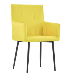 Chaises à manger avec accoudoirs lot de 6 jaune tissu