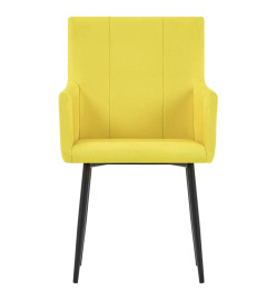 Chaises à manger avec accoudoirs lot de 6 jaune tissu