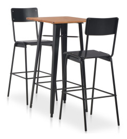 Mobilier de bar 3 pcs Acier Noir