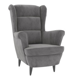 Fauteuil à oreilles avec tabouret gris clair velours