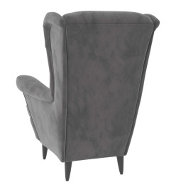 Fauteuil à oreilles avec tabouret gris clair velours