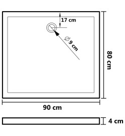 Receveur de douche rectangulaire ABS Noir 80x90 cm