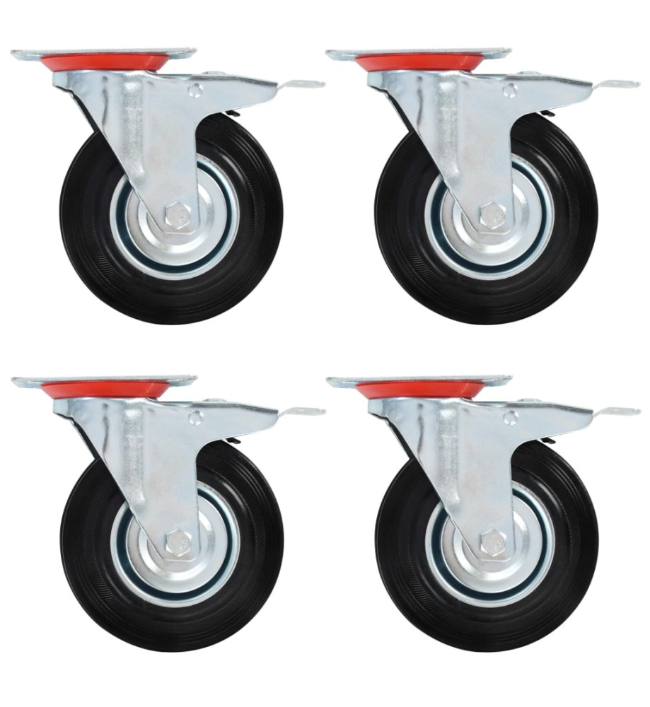 Roulettes pivotantes avec double frein 4 pcs 125 mm