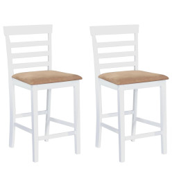 Chaises de bar lot de 2 blanc tissu