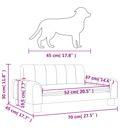 Lit pour chien gris 70x45x30 cm similicuir