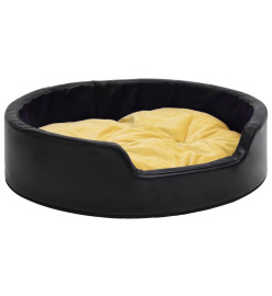 Lit pour chiens Noir et jaune 79x70x19 cm Peluche et similicuir