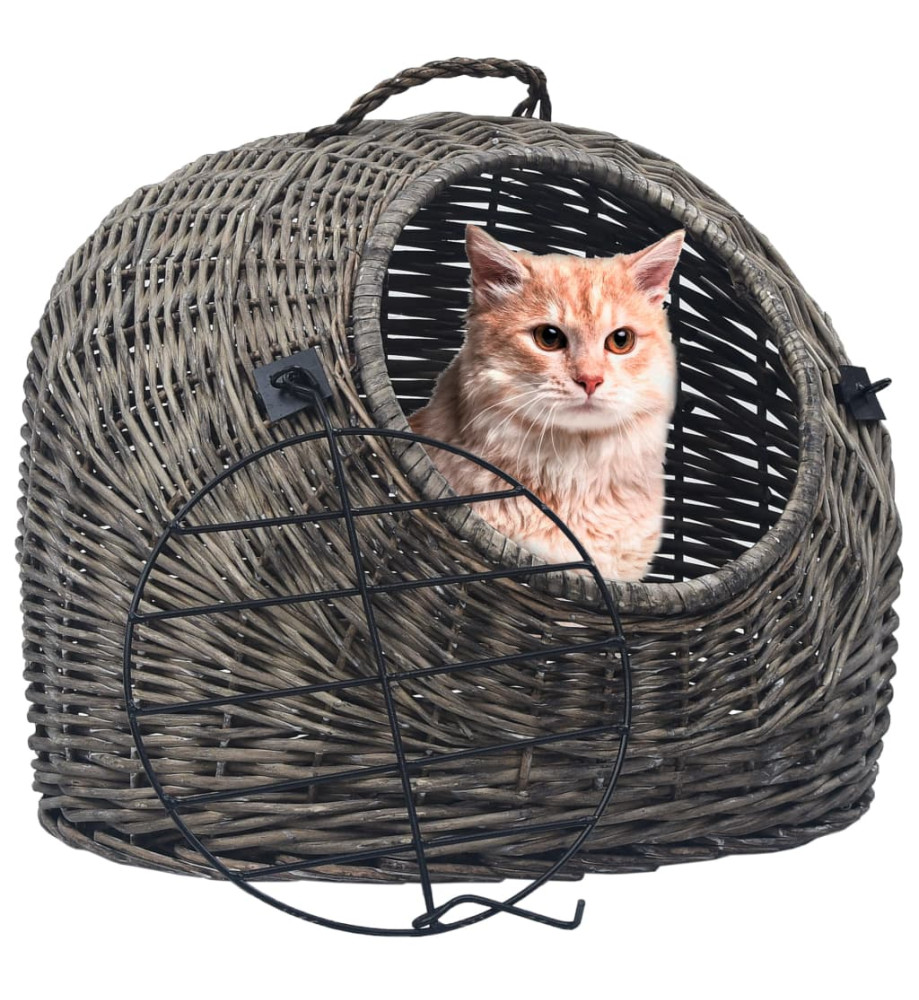 Cage de transport pour chats Gris 45x35x35 cm Saule naturel