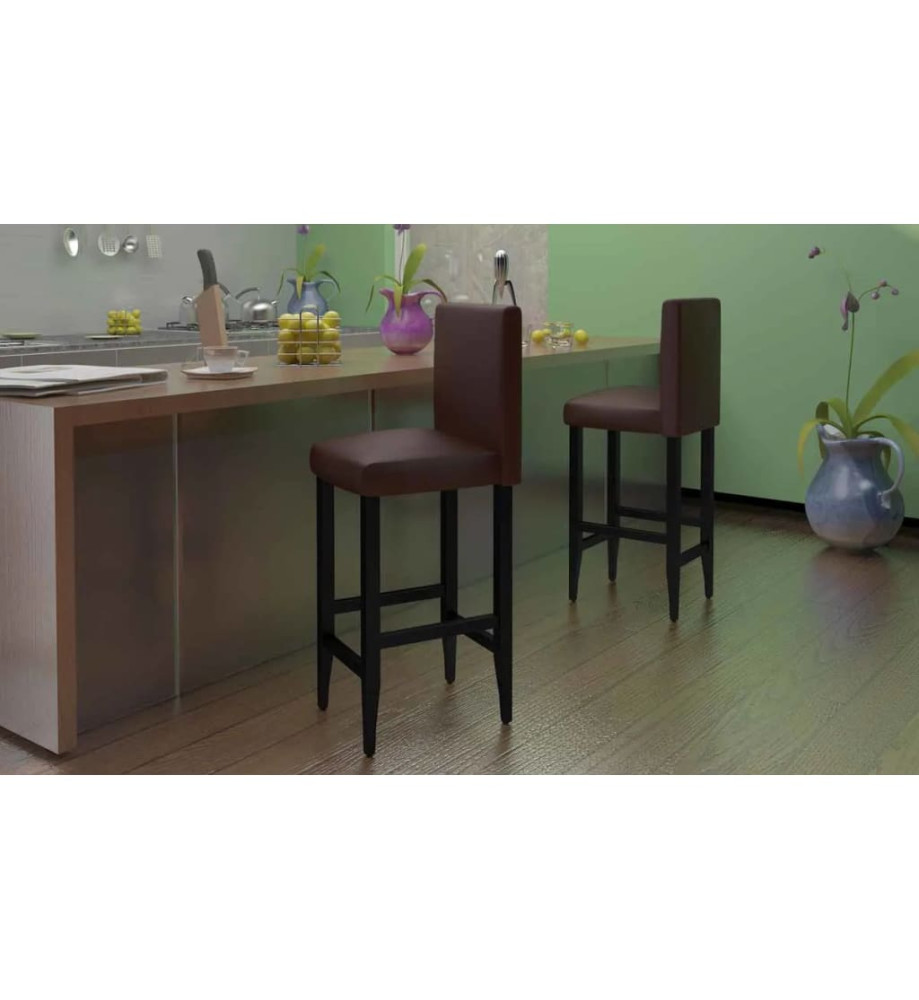 Tabourets de bar lot de 6 marron foncé similicuir