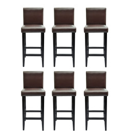 Tabourets de bar lot de 6 marron foncé similicuir