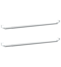 Tringles à rideau 2 pcs blanc et argenté 60-105 cm aluminium