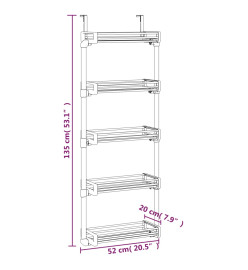 Organisateur de porte avec 5 étagères 52x20x135 cm aluminium