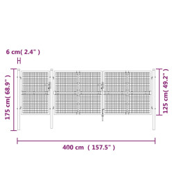 Portal de jardin maille argenté 400x175 cm acier galvanisé