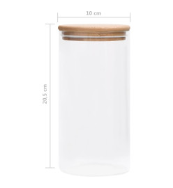 Pots de conservation en verre couvercle en bambou 4 pcs 1200 ml