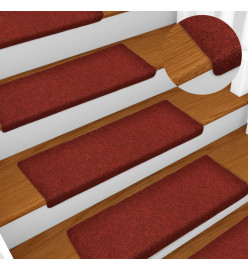 Tapis de marches d'escalier 10pcs Bordeaux 65x21x4cm Aiguilleté