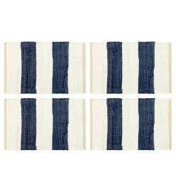 Napperons 4 pcs Chindi Bande Bleu et blanc 30 x 45 cm