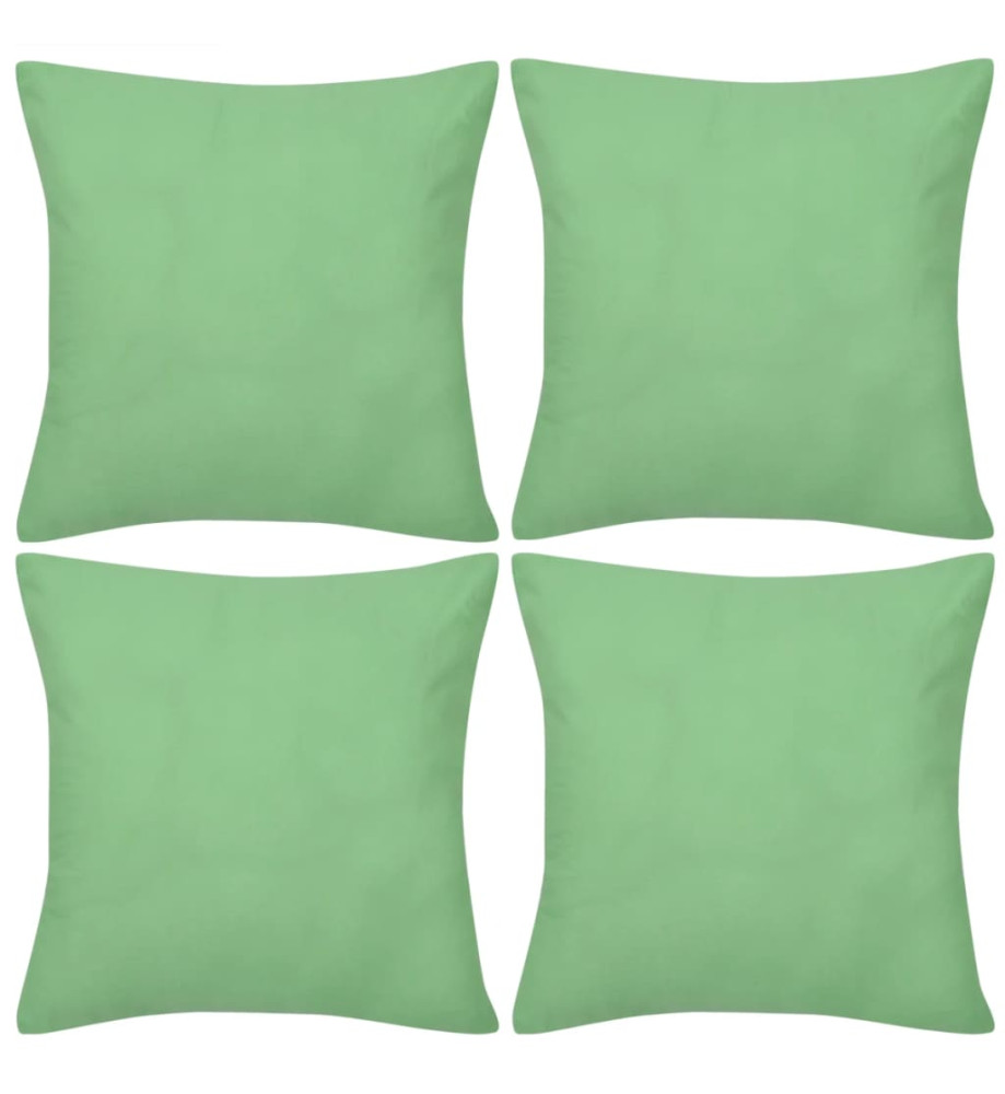 Housses de coussin 4 pcs Coton Vert pomme 40x40 cm