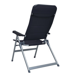 Chaises de jardin inclinables 2 pcs Aluminium Noir