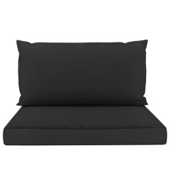 Coussins de canapé en palette 2 pcs noir tissu