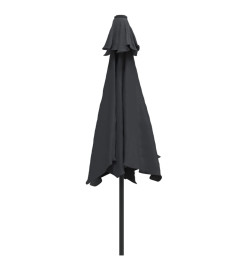 Parasol d'extérieur avec LED et mât en acier 300 cm Noir