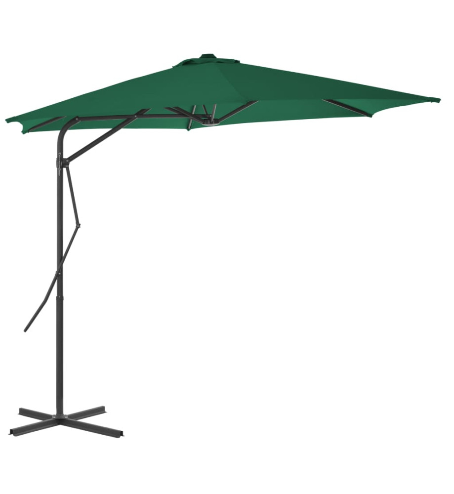 Parasol d'extérieur avec mât en acier 300 cm Vert