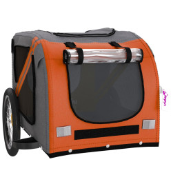 Remorque de vélo pour chien orange et noir tissu oxford et fer