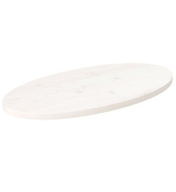 Dessus de table blanc 70x35x2,5 cm bois de pin massif ovale