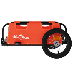 Remorque de vélo cargo orange tissu oxford et fer