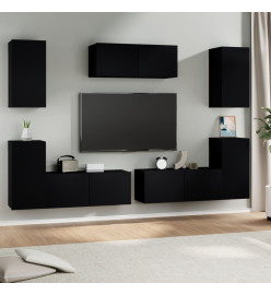 Ensemble de meubles TV 7 pcs Noir Bois d'ingénierie