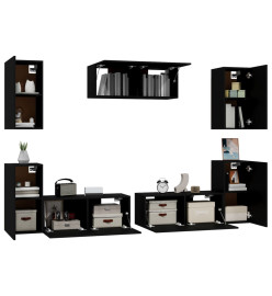 Ensemble de meubles TV 7 pcs Noir Bois d'ingénierie