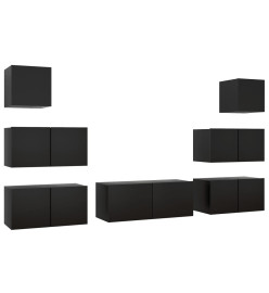 Ensemble de meuble TV 7 pcs Noir Aggloméré