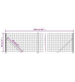 Clôture en treillis métallique avec bride anthracite 0,8x25 m