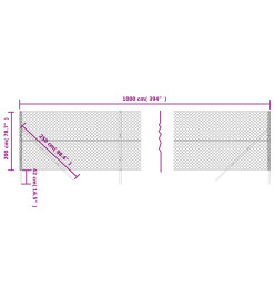 Clôture à mailles losangées anthracite 2x10 m