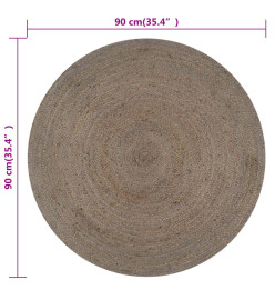 Tapis fait à la main Jute Rond 90 cm Gris