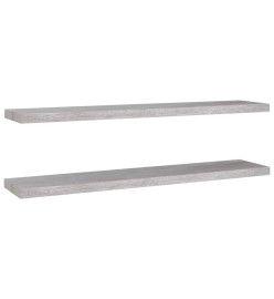 Étagères murales flottantes 2 pcs gris béton 120x23,5x3,8cm MDF