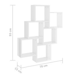 Étagère cube murale Blanc brillant 78x15x93 cm Aggloméré